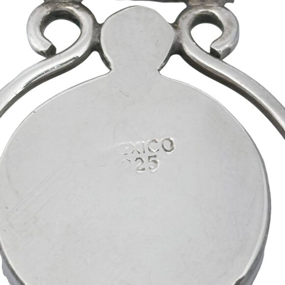 Vintage Mexico Sterling Silver 925 3.7cm Red Jasper Slide Pendant - Picture 5 of 7